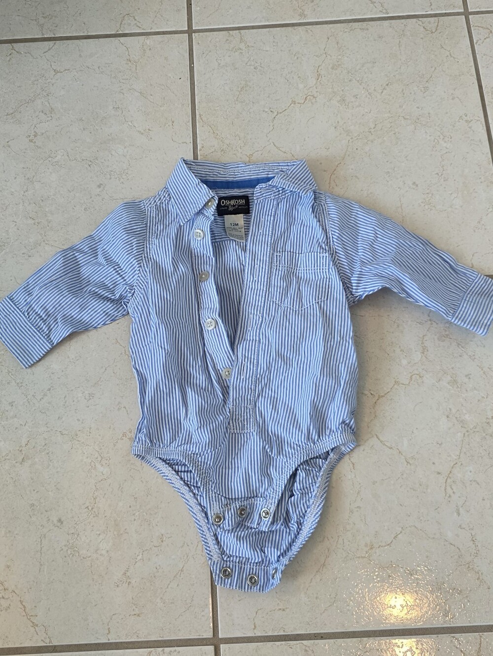 OshKosh B'gosh Blue & White Striped Collared One-Piece